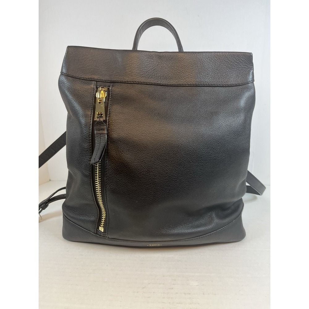 Vince Camuto Women's Madox Backpack Black Leather Metallic Gold Logo Travel Bag - Picture 2 of 11